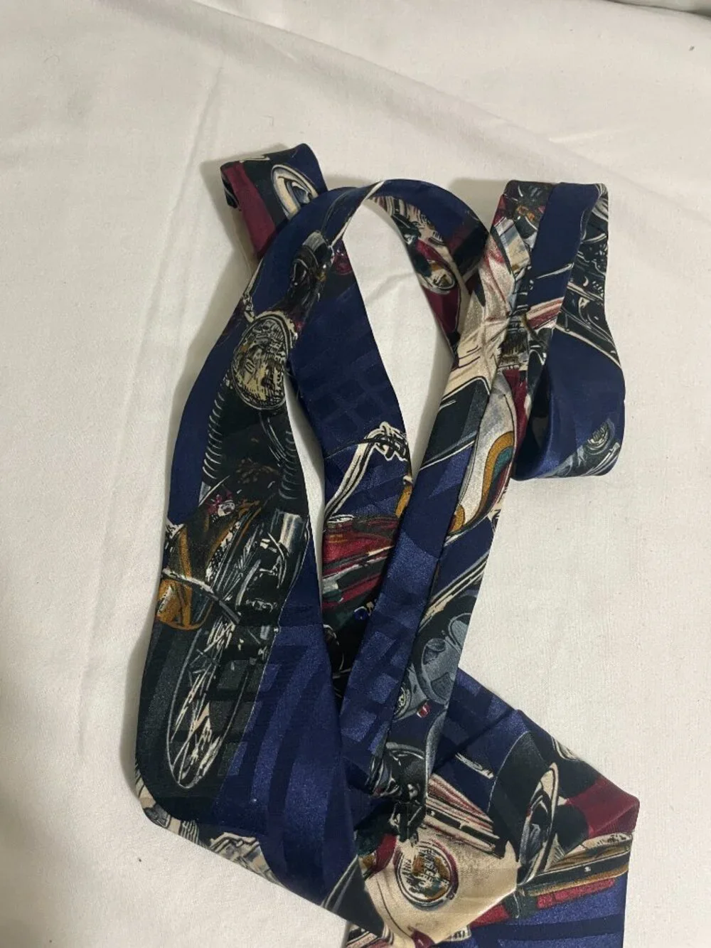 Fabienne Men’s Motorcycle Classic Car Novelty Neck Tie Blue Polyester